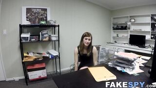 Young babe swallows future boss cum after POV banging
