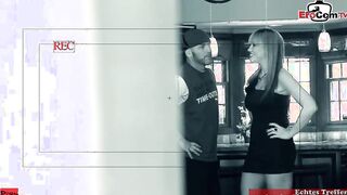 Blonde slut with natural breasts and a gigantic butt during anal sex