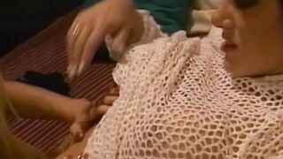Beautiful retro lesbian strapon fucking after eating pussy