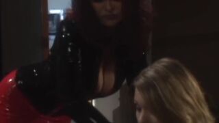 Lesbian mistress torments and dildo fucks submissive