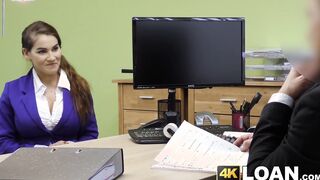 Brunette with giant boobs pussy fucked by a fake agent