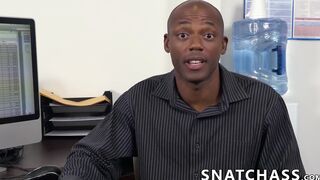 Gorgeous ebony stud butt slammed by big dick boss