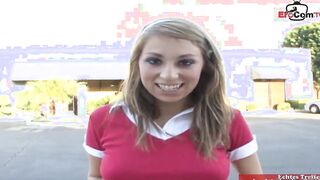 18 Year Old school women pick up at the street for sex into a car