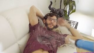 Horny 19 year old Jasmine Riley and her stepbrother Logan Huge have quite the prank war going