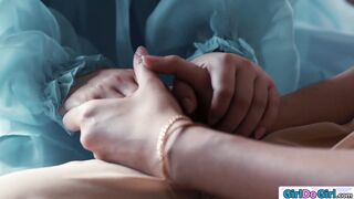 Loving gf licks cute petite babes pussy