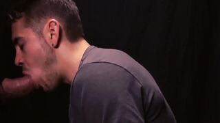 Hot glory hole blowjob and deepthroat with twink and daddy