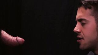 Hot glory hole blowjob and deepthroat with twink and daddy