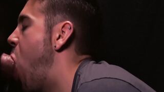 Hot glory hole blowjob and deepthroat with twink and daddy
