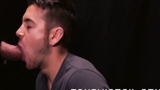 Hot glory hole blowjob and deepthroat with twink and daddy
