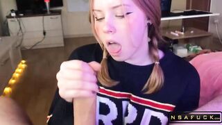 Student Girl Gently Sucks and Loves Cum
