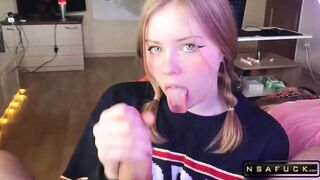Student Girl Gently Sucks and Loves Cum