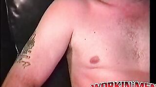 Tattooed butt muncher enjoys stroking his stiff pecker