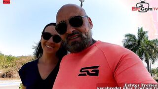 German slender MILF seduced into holiday for real sex date