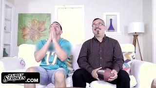 Crazy Sexy Hot Latina Seduces her Big Step Brother in Front of their Step Dad while Watching the Finals