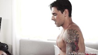 Young stunner gives sensual blowjob before doggy style