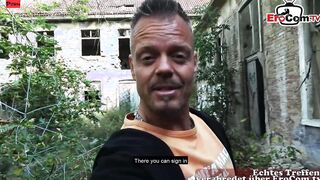 Chubby German bimbo screwed outdoors during the point of view Date