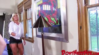 Pretty amateur dyke pussy stretched hard with thick strapon