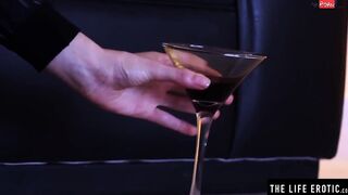 cunt with mouth in leather slips her finger bang in her soaking dripping