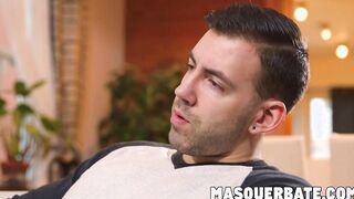 Handsome muscular stud jerking off his big thick cock