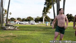 Muscular hunks Micheal and Isaac flipfucking after soccer training
