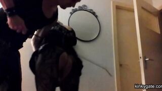 cruel whipping in crotchless outfit
