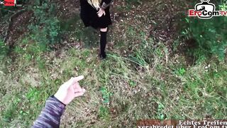 German blonde tattoo teens bitch pick up into outdoors