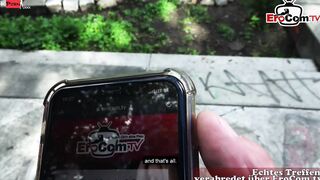 German blonde tattoo teens bitch pick up into outdoors