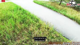 German blonde tattoo teens bitch pick up into outdoors