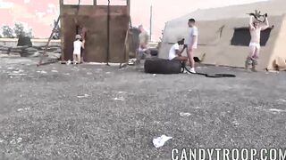 Hot army hunks fucking hard outdoor in this sexy orgy