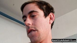 Slim hairy twink mastered the technique of cock jerking