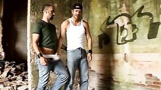 Filthy fucker and his top friend raw bang and cum spray