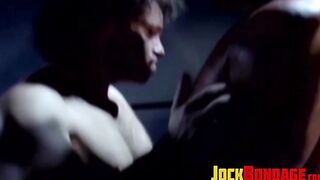 Wrestler dominates his lover as he plays with his huge cock