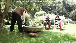 Fatties take care of submissive gardner