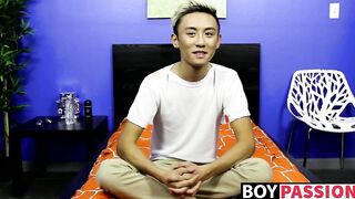 Cute asian twink Ty Neiman splashing hot cum on himself