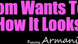Bigtit Goddess Armani Black is cleaning up around the house. She happens upon her stepson Johnny's backpack. The pack is