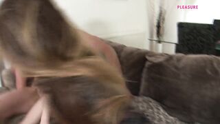 RED HEAD 18 YEAR OLD BANGED ON THE SOFA WITH HER STEPBRO