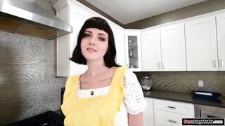 Big Tit mom blows stepsons dick as a gift