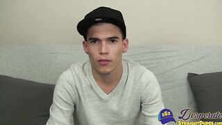Young latino homosexual strokes oiled up big dick solo