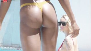 Lesbea Gigantic booty gigantic boobies black Latina Boni lesbian sex with Spanish