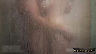 Spying Big Tit Step Sister in the Shower