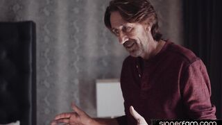 Deepthroating skinny stepdaughter fucked by stepdaddy