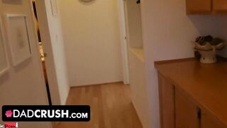 Dad Crush - Incredible eighteen Year Older With Crazy Sexy Hot Natural Boobs Caught Her Stepdad Wanking While Watching Her