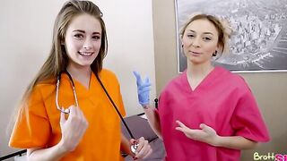 Chloe Temple and her friend Kyler Quinn dress in scrubs as they chat about their upcoming nursing exam. Chloe thinks