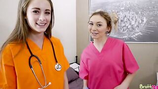 Chloe Temple and her friend Kyler Quinn dress in scrubs as they chat about their upcoming nursing exam. Chloe thinks