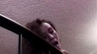 Lesbian babe toys ass with vibrator while jerking her pussy