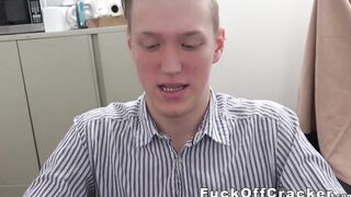 Straight cracker blows bosses BBC before POV bareback fuck