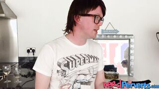 Pretty blonde swallows nerds big fat dick with pleasure