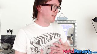Pretty blonde swallows nerds big fat dick with pleasure