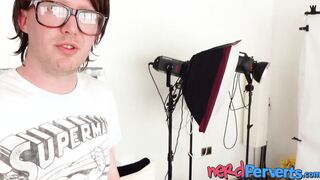 Pretty blonde swallows nerds big fat dick with pleasure
