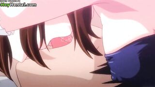 Busty maid helps horny student to cum